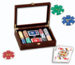 Wooden Box with Glass Top with 200 clay Chips by Dal Negro