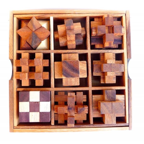 9 in 1 Puzzle set in wooden Box - Image 2