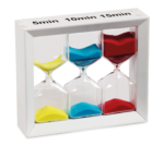 Hour Glass set, framed, 5-10-15 mins