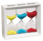 Hour Glass set, framed, 3-4-5 mins