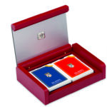 Red Illustrated box with 2 decks of Playing Cards