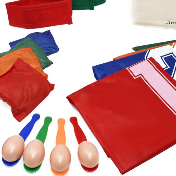Party Sports Day Set - Sack Race, 3 Legged Race, Egg and Spoon Race, Bean Bags by Garden Games - Image 2
