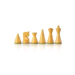 WOODEN CHESSMEN IN BROWN & IVORY - King's Height 7.6cm F40