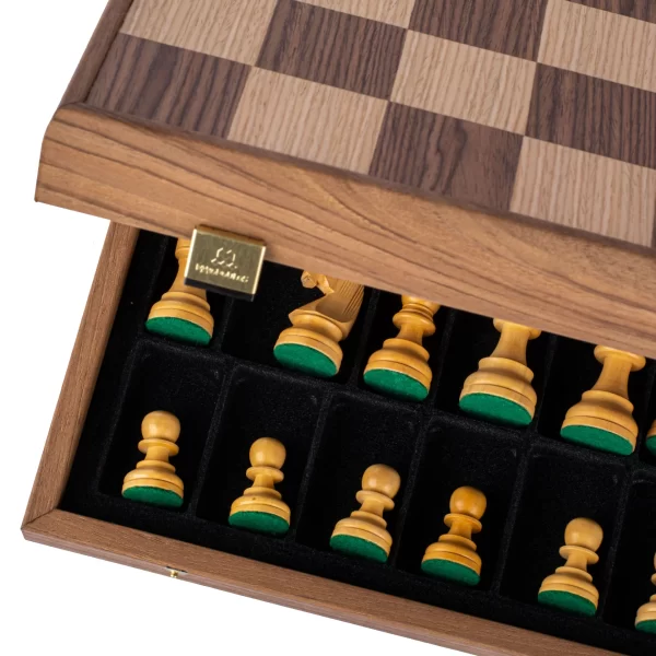 WALNUT Chess set 35x35cm with Staunton Chessmen 7.7cm King SKW42B40K - Image 3
