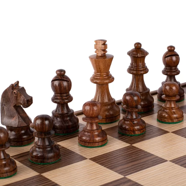 WALNUT Chess set 35x35cm with Staunton Chessmen 7.7cm King SKW42B40K - Image 4