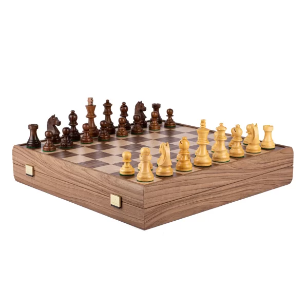 WALNUT Chess set 35x35cm with Staunton Chessmen 7.7cm King SKW42B40K - Image 2