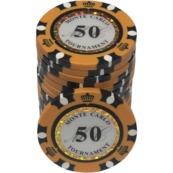 monte carlo 50 Poker Chip Set Monte Carlo 300, Cash Game - Premium in Silver color case - Image 6