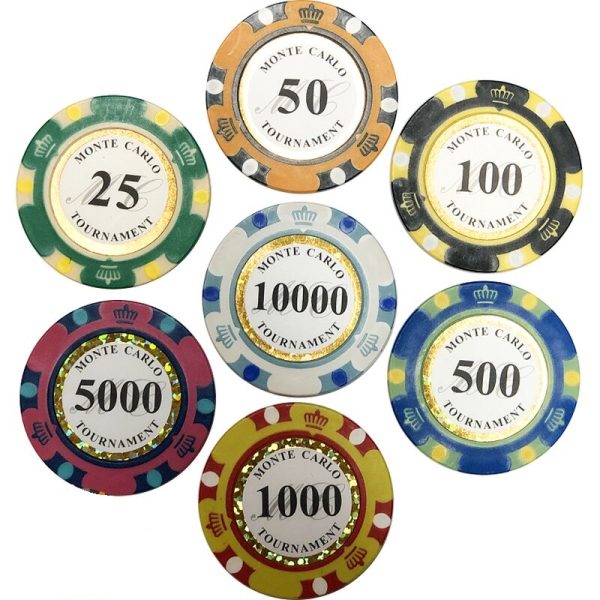monte carlo chips all denoms Poker Chip Set Monte Carlo 750 - Premium in PRO black case - Image 12