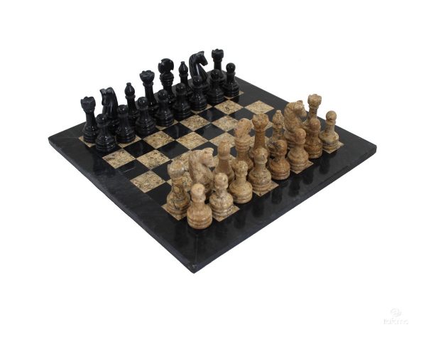 1009 2 NATURAL STONE AND MARBLE CHESS SET 1009 - Image 3