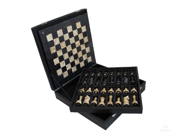 1009 3 NATURAL STONE AND MARBLE CHESS SET 1009 - Image 2