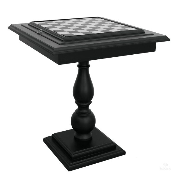 TAV84N 1 BLACK LAQUERED WOODEN CHESS TABLE WITH CARRARA MARBLE TOP - Image 2