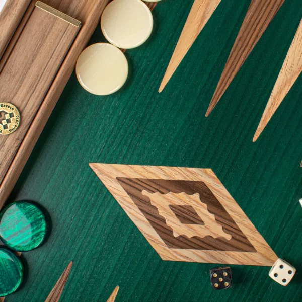 Walnut Backgammon with Green Oak BKY1 - Image 3