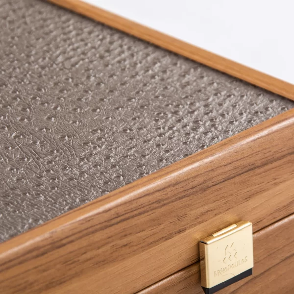 GREY BEIGE OSTRICH TOTE BACKGAMMON BDE1OST - Image 5