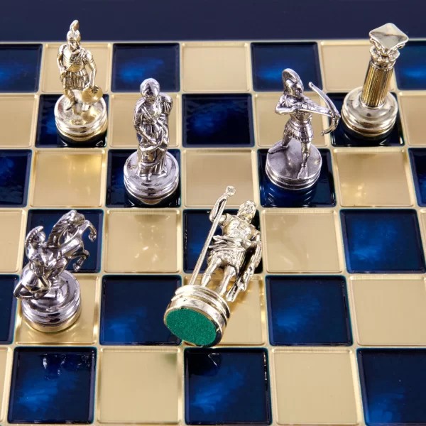 s15blu_3 Handcrafted ARCHERS CHESS SET small S15BLU - Image 3