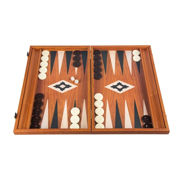 BXL1MM MAHOGANY REPLICA Backgammon with Side Racks BXL1MM - Image 1