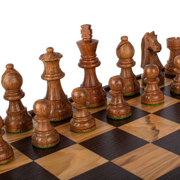 SKW42B40H_5 Olive/Wenge Chess set 35x35cm with Staunton Chessmen 7.7cm King SKW42B40H - Image 4