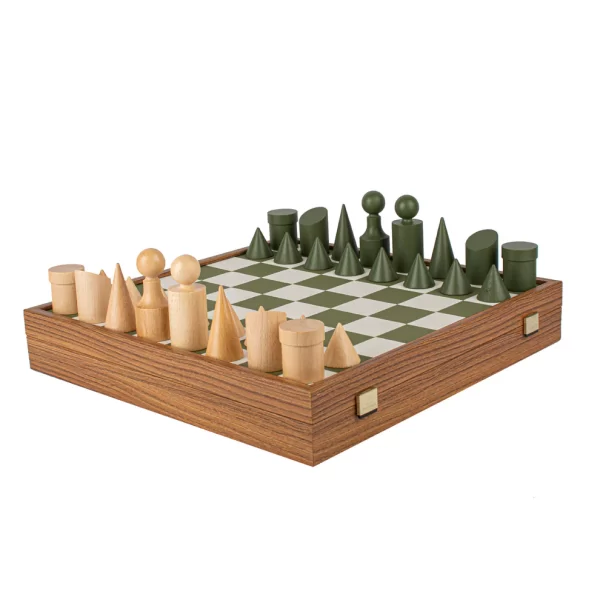 Bauhaus Style Green & White Chess Set - 40x40cm with 8.5cm King Chessmen SD50GRE - Image 2
