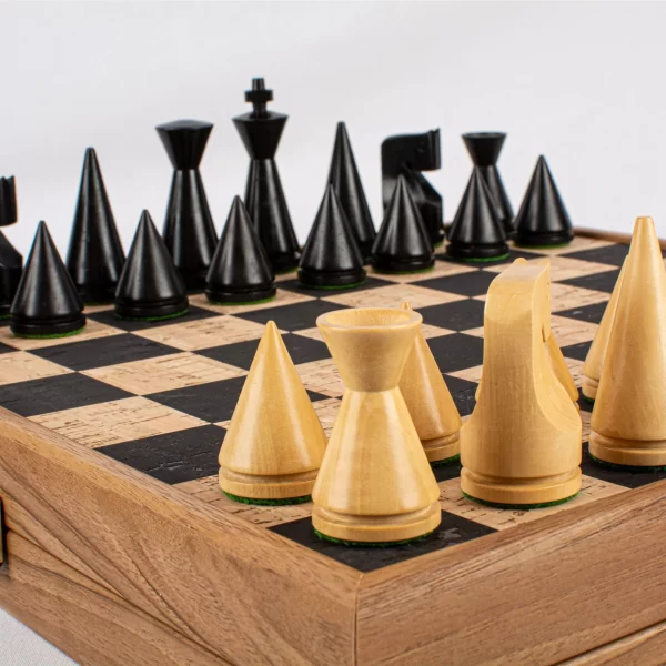 Black Natural Cork Chessboard Inlaid on Wooden Box  SF40BLA - Image 2