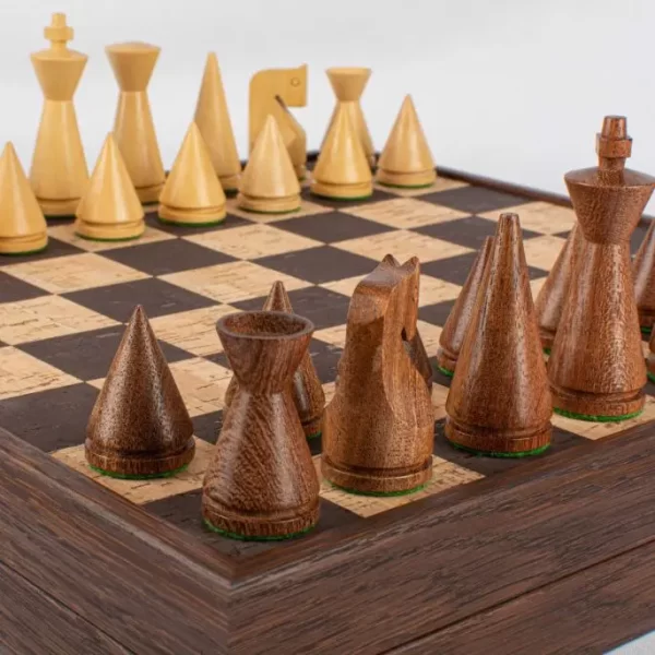sf40bro 2 Chess Natural Cork Chessboard With Natural And Brown Chessmen SF40BRO - Image 2