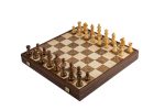 Wooden Chess set with Staunton Chessmen & Walnut Burl Chessboard 43cm Inlaid on wooden box SKW43B50J