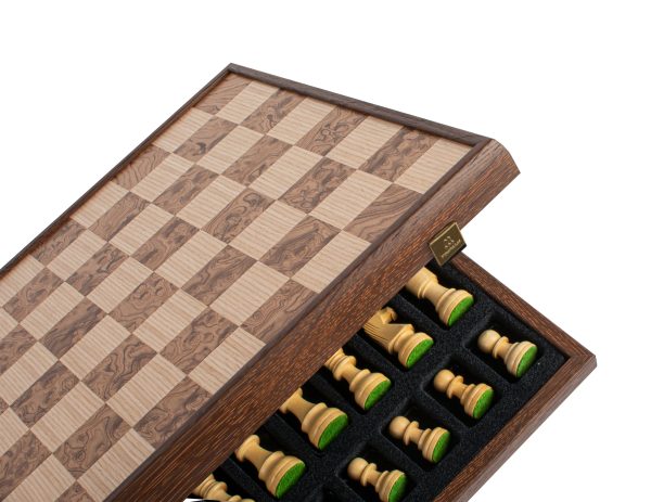SKW43B50J_2 Wooden Chess set with Staunton Chessmen & Walnut Burl Chessboard 35cm Inlaid on wooden box SKW42B40J - Image 4