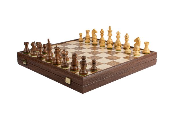 SKW43B50J_3 Wooden Chess set with Staunton Chessmen & Walnut Burl Chessboard 35cm Inlaid on wooden box SKW42B40J - Image 2