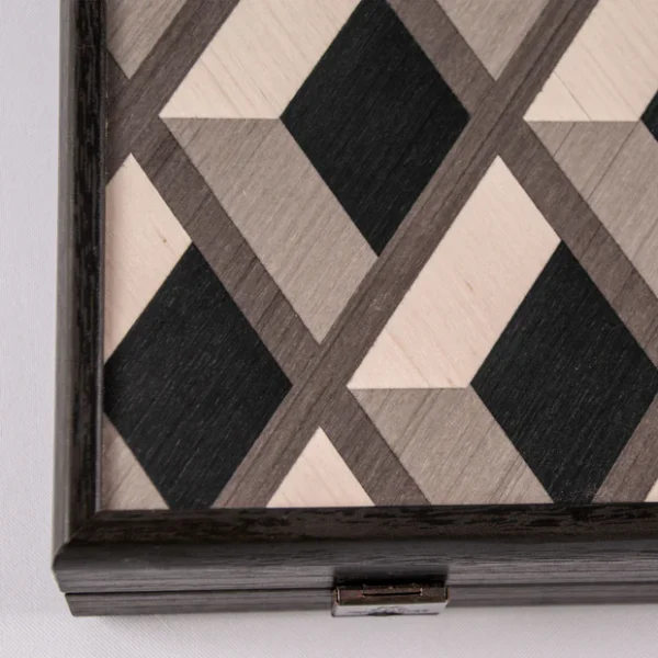 Premium Handcrafted Grid Wood Illusion Backgammon Set B3D1GRI - Image 4