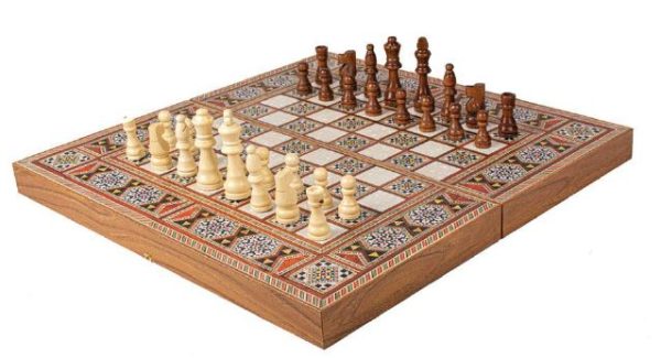 Wooden Chess & Backgammon Replica masaic traditional style TSX1SY - Image 3