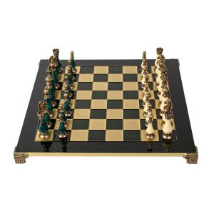 Handcrafted Classic Metal Staunton Chess Set with Pearl Elements, Black & White (Large) S60AGRE
