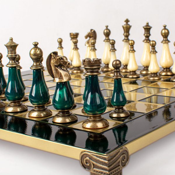 Handcrafted Classic Metal Staunton Chess Set with Pearl Elements, Black & White (Large) S60AGRE - Image 10