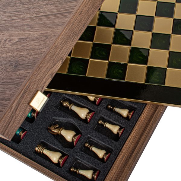 Handcrafted Classic Metal Staunton Chess Set with Pearl Elements, Black & White (Large) S60AGRE - Image 11