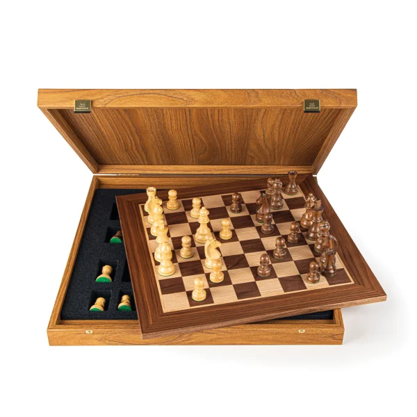 SW43B40K_1 Walnut Chess Set - 40x40cm with Staunton Chessmen (8.5cm King) - Image 1