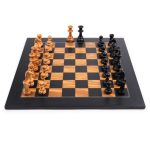 Deluxe Black Olive Board with Staunton Pieces Chess Set FERS1139